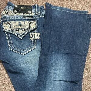 COPY - Miss Me Blue Flare Jeans with Embellished Design